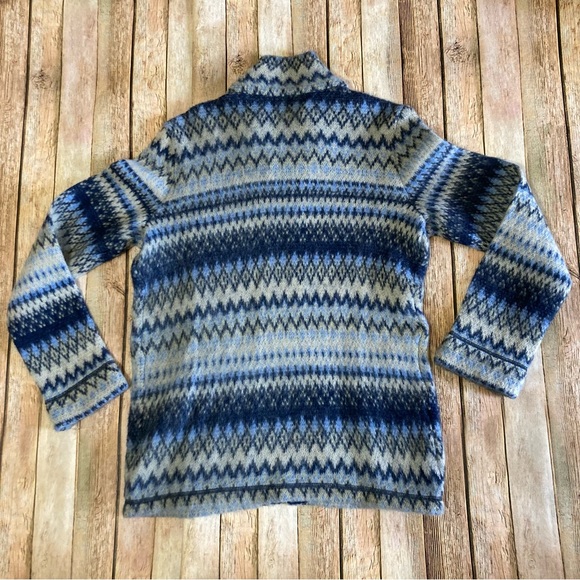 J.Jill Wool Angora Blend Blue Fair Isle Full Zip Sweater Women’s Size S Tall - Picture 6 of 10